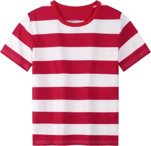 ABeCue Toddlers and Boys' Short Sleeve Crew Neck Striped T-Shirt 2T-Large