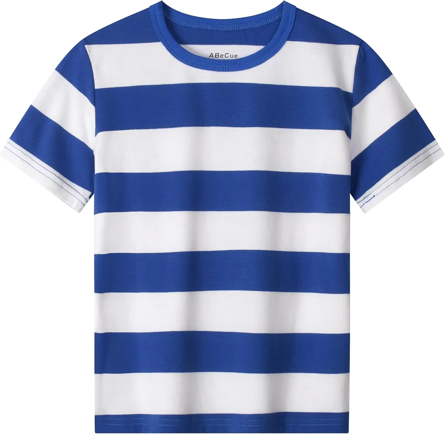ABeCue Toddlers and Boys' Short Sleeve Crew Neck Striped T-Shirt 2T-Large