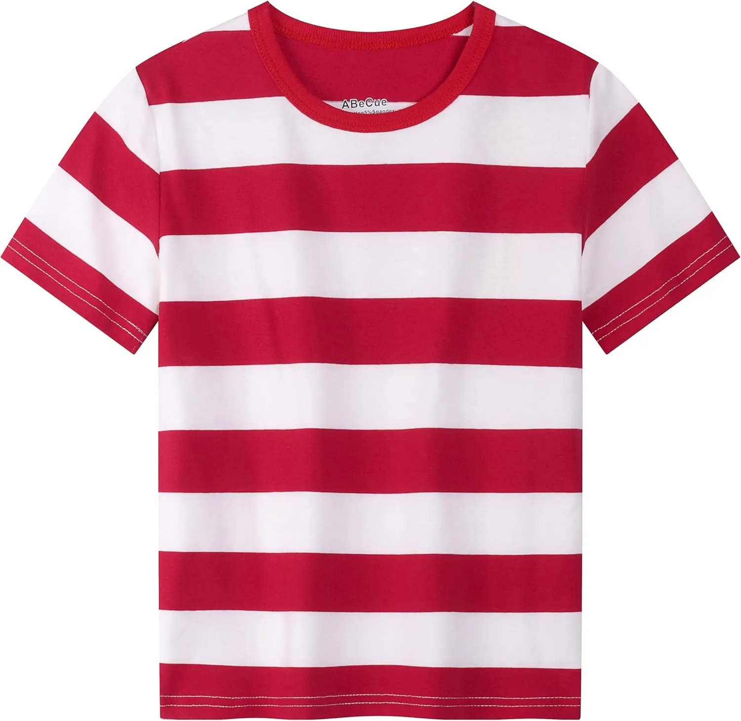 ABeCue Toddlers and Boys' Short Sleeve Crew Neck Striped T-Shirt 2T-Large