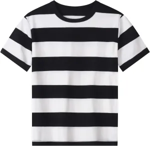 ABeCue Toddlers and Boys' Short Sleeve Crew Neck Striped T-Shirt 2T-Large
