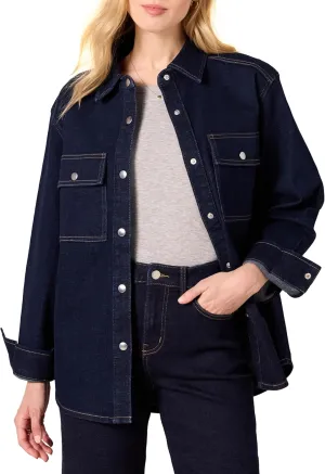 Amazon Essentials Women's Oversized-Fit Heavyweight Denim Shirt Jacket