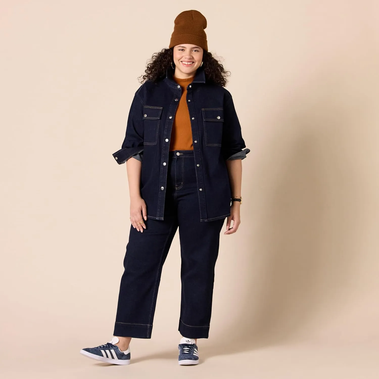 Amazon Essentials Women's Oversized-Fit Heavyweight Denim Shirt Jacket