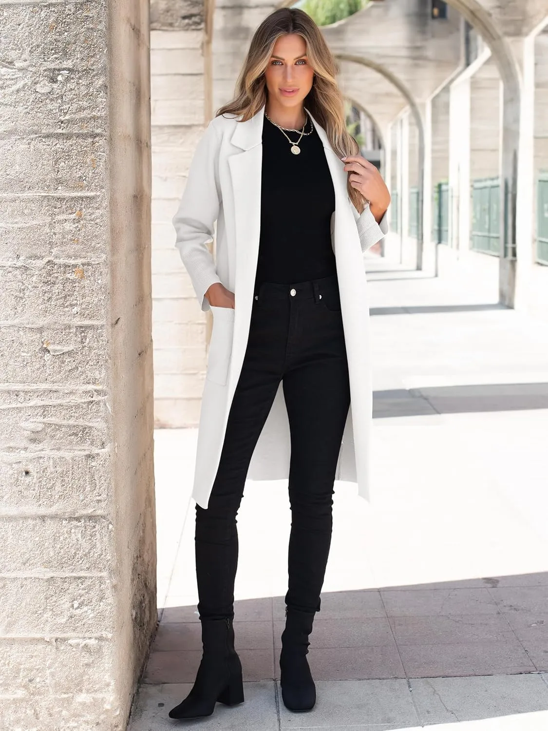ANRABESS Women Cardigan Sweater Jackets Open Front Thick Knit Oversized Blazer Coatigan 2025 Fall Winter Long Coats Outwear