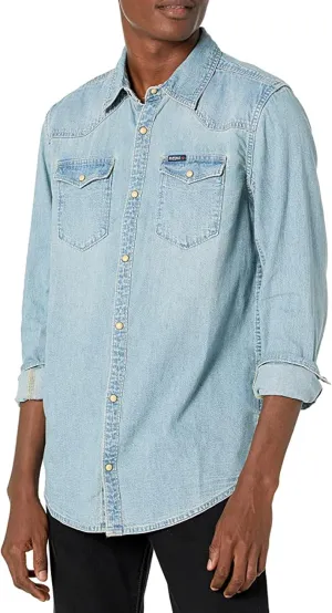 Buffalo David Bitton Men's Stanley Long Sleeve Button Down Denim Shirt