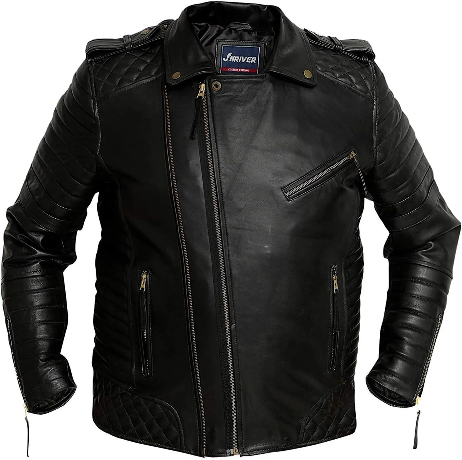 Cafe Racer Distressed Mens Lambskin Leather Jacket - Genuine Men Leather Jacket - Mens Leather Biker Jacket