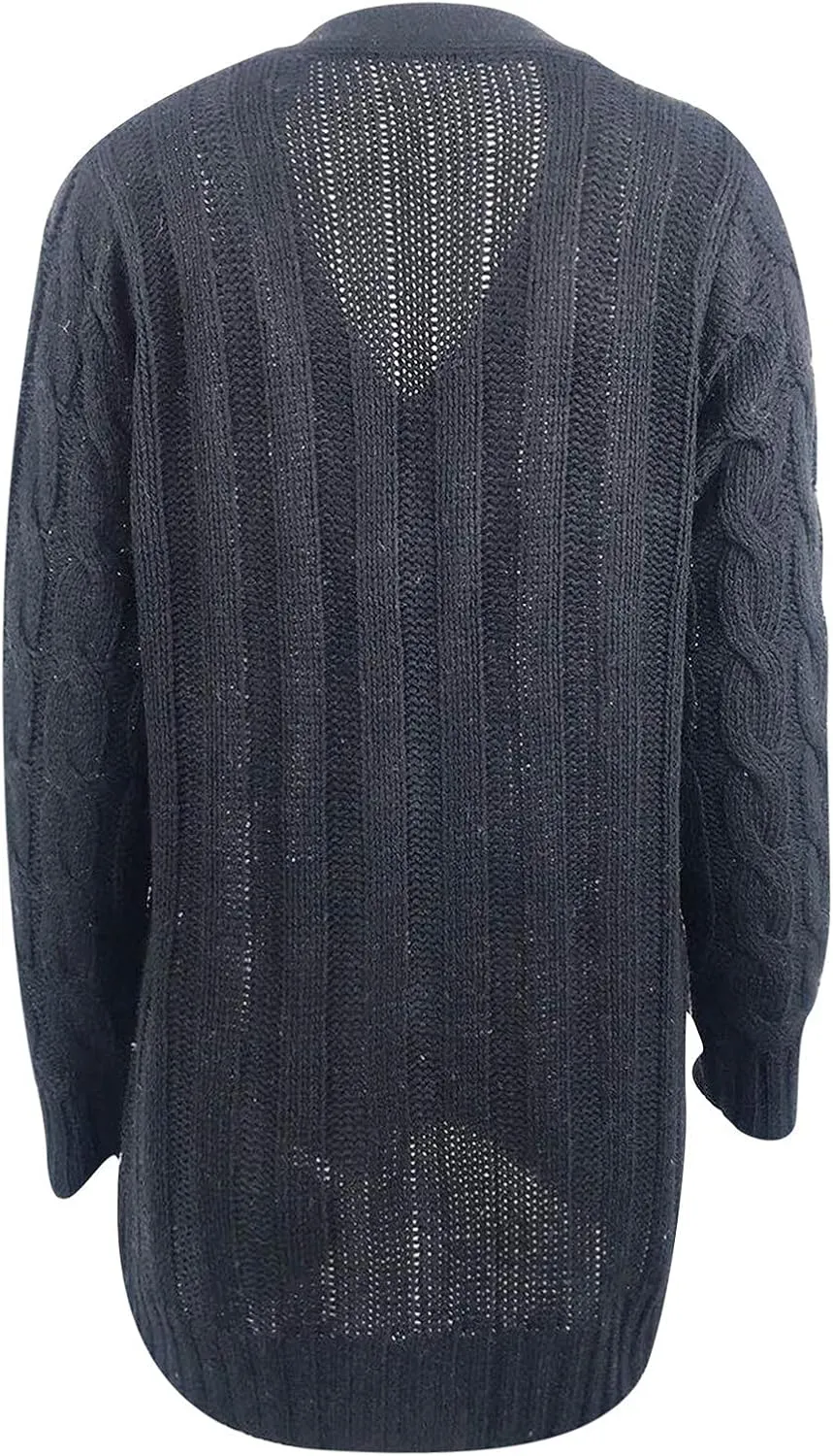 Cardigan for Women Sweaters Chunky Plus Size Long Sleeve Open Front Tops Cable Knit Coat with Pockets Button Outerwear