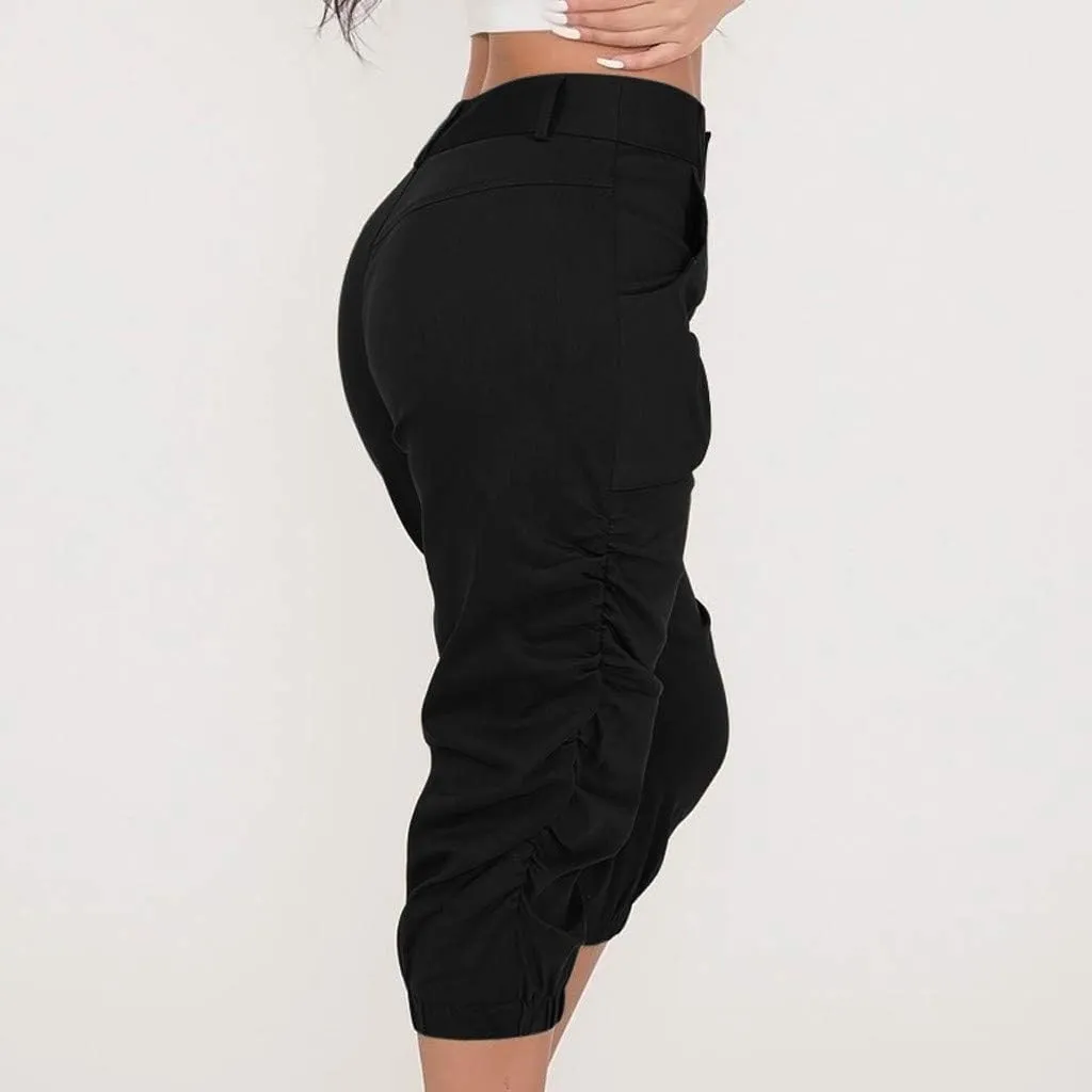 Cargo Capris for Women 2025 Summer Plus Size Casual Elastic Waist Cropped Pants Lightweight Comfy Capri with Pockets