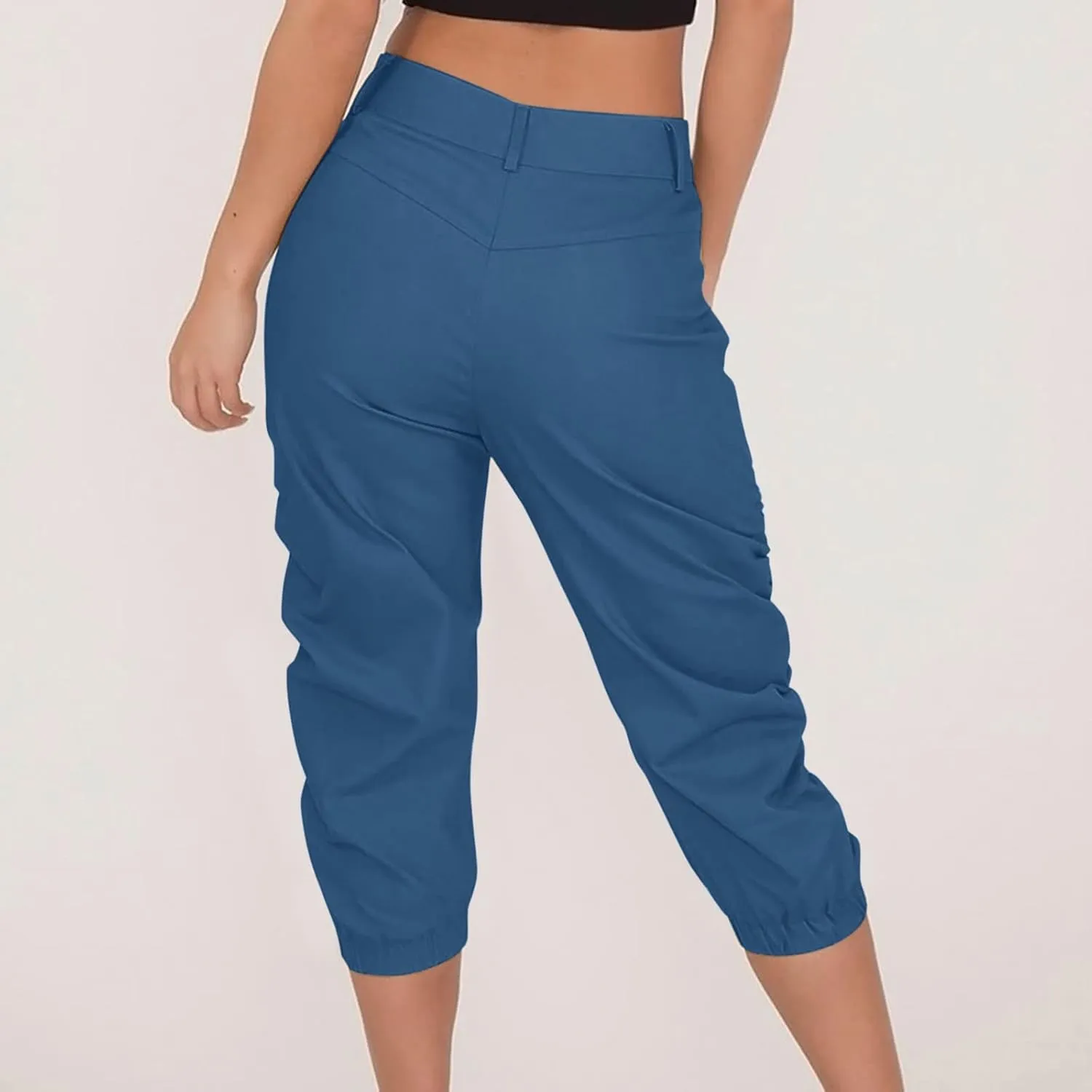 Cargo Capris for Women 2025 Summer Plus Size Casual Elastic Waist Cropped Pants Lightweight Comfy Capri with Pockets
