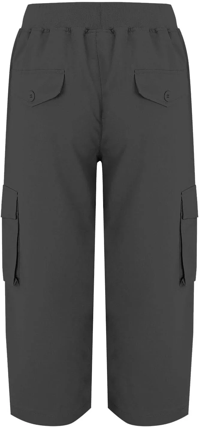 Cargo Capris for Women Loose Fit Cargo Pants Multi Pockets Lightweight Casual Capri Pants Drawstring Hiking Pants