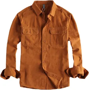 Cargo Shirts Men Washed Woven Breathable Comfortable All-Match Long Sleeve Sold Color Western Tops Shirts