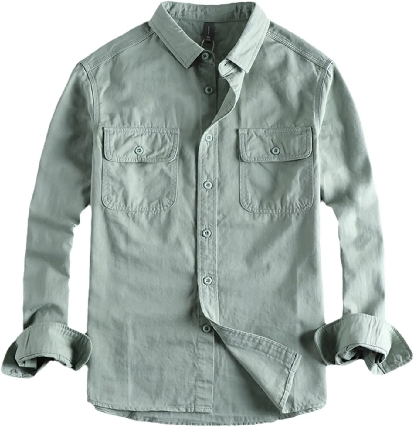 Cargo Shirts Men Washed Woven Breathable Comfortable All-Match Long Sleeve Sold Color Western Tops Shirts