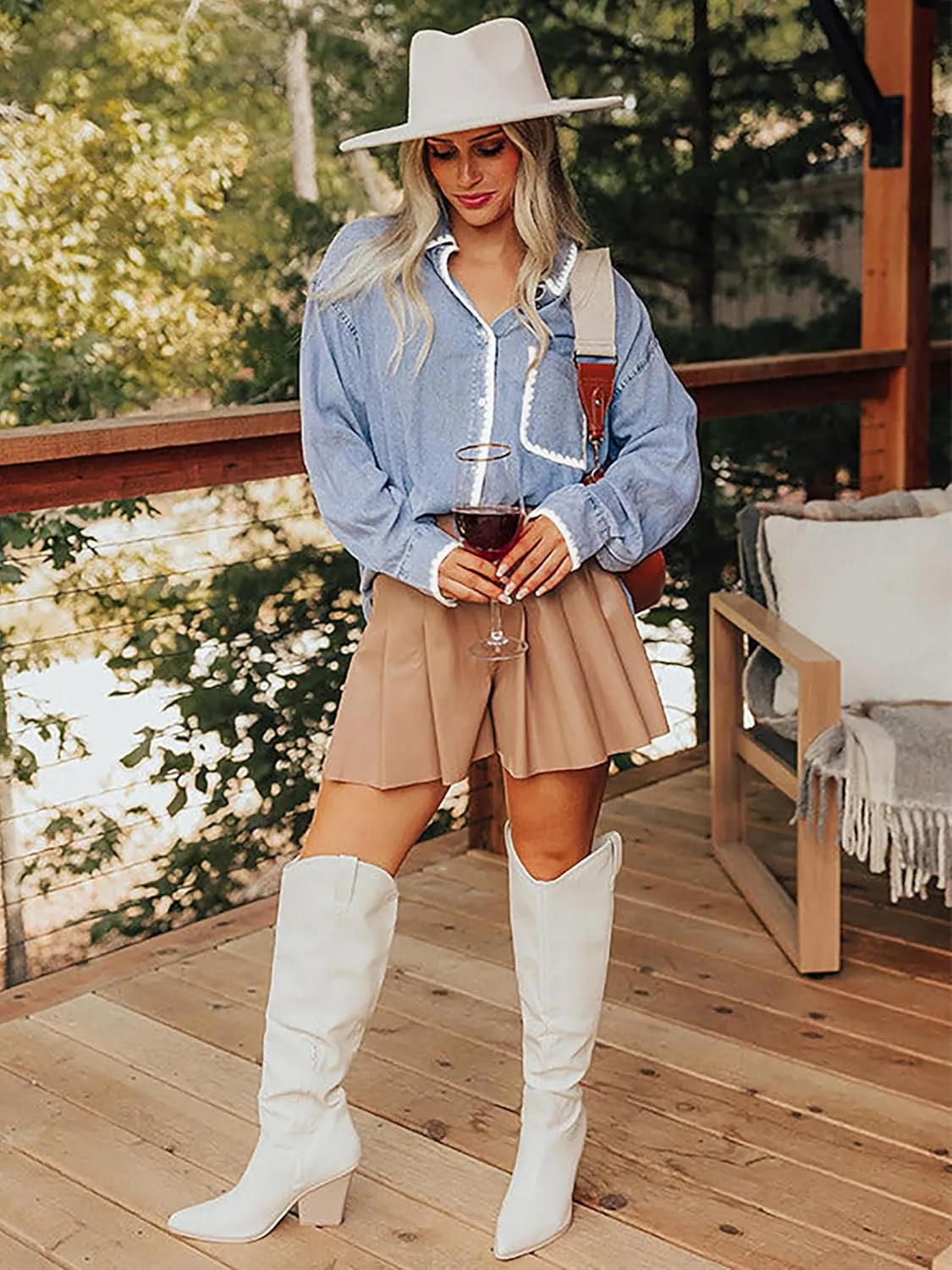 Casual Denim Shirt Women Button Down Blouses Oversized Long Sleeve Jean Shacket 2025