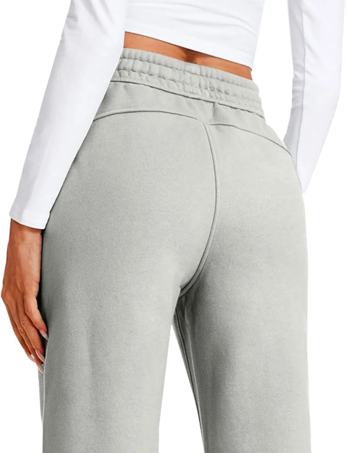 Casual High Waist Drawstring Straight Leg Trousers Loose Fit Comfy Workout Athletic Yoga Pants with Pockets for Women