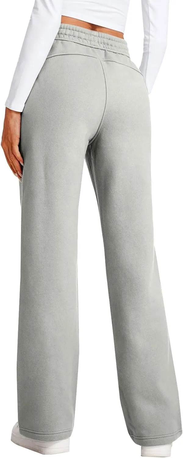 Casual High Waist Drawstring Straight Leg Trousers Loose Fit Comfy Workout Athletic Yoga Pants with Pockets for Women