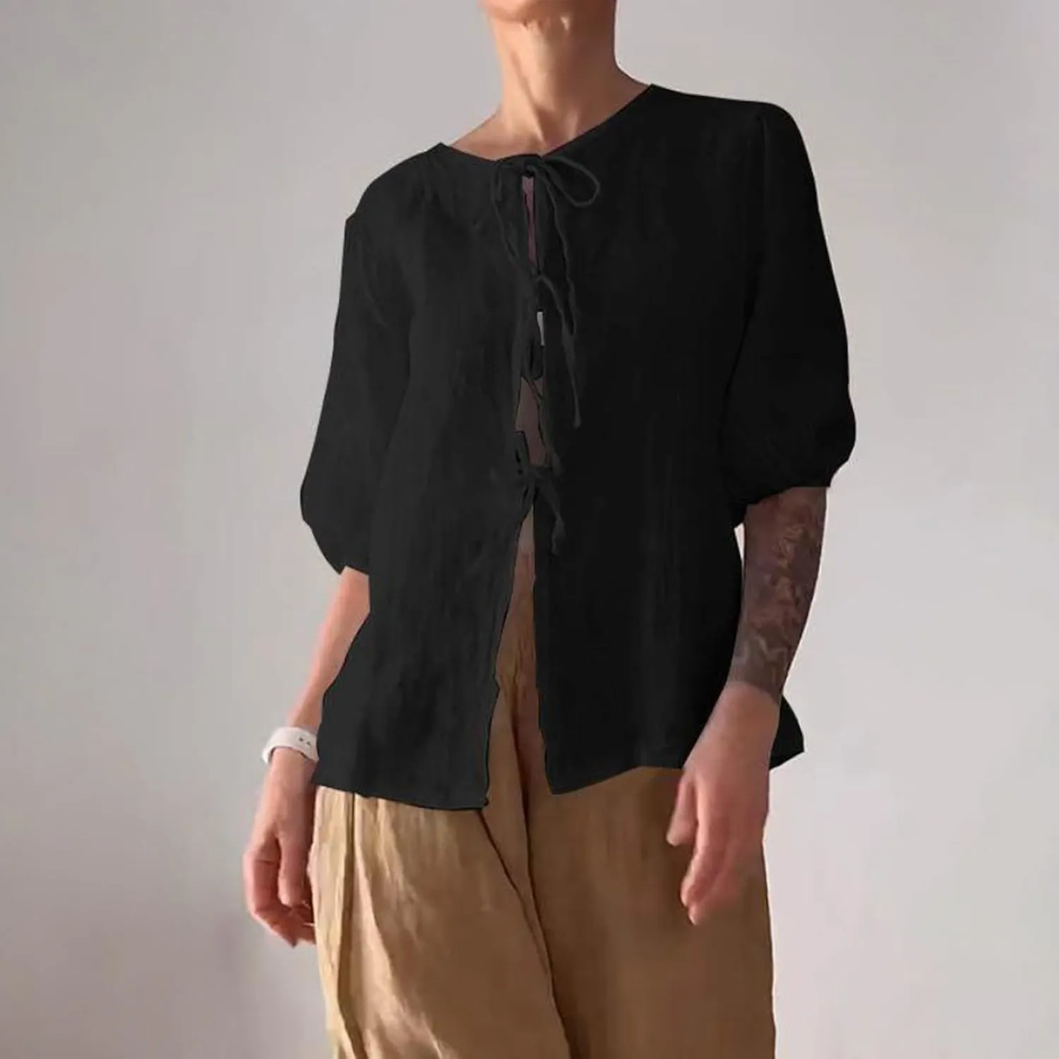 Casual Linen Sets for Women Plus Size Trendy Summer 2 Piece Outfits Half Sleeve Shirt and Wide Leg Pant Suit Jumpsuits