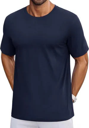 Cotrasen Mens T-Shirts Short Sleeve Cotton UPF 50  Lightweight Moisture Wicking Cooling Casual Crew Neck Basic Tee Shirts