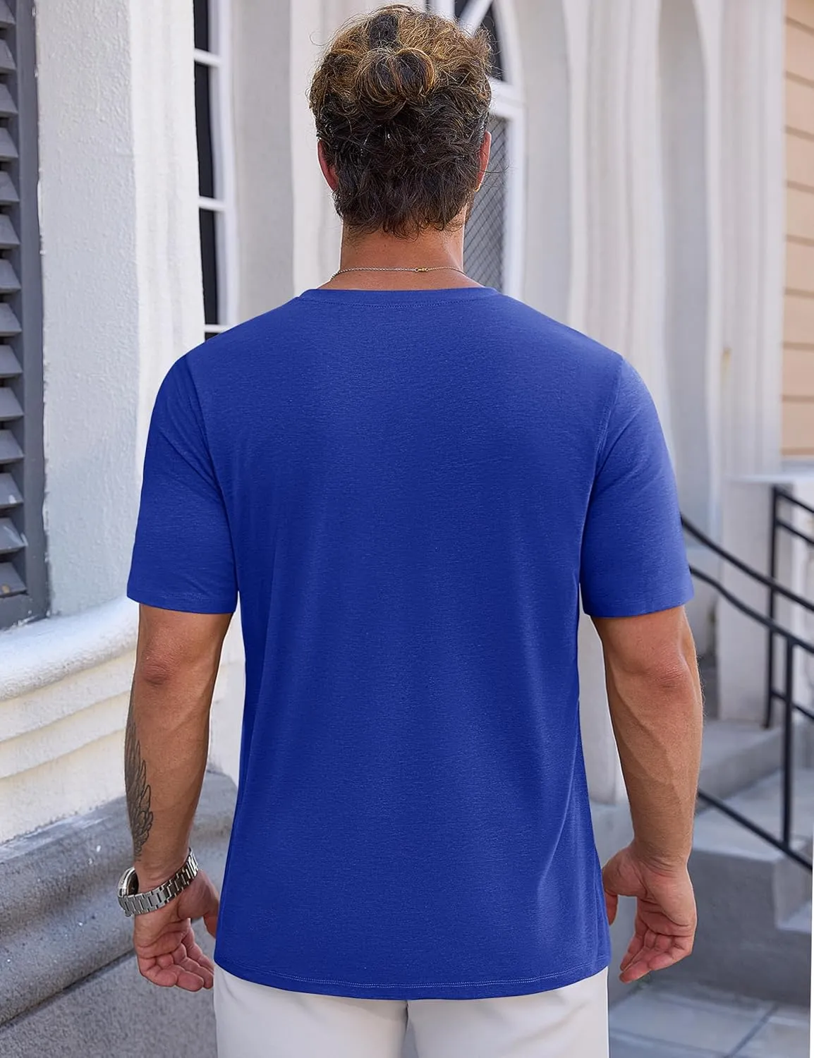 Cotrasen Mens T-Shirts Short Sleeve Cotton UPF 50  Lightweight Moisture Wicking Cooling Casual Crew Neck Basic Tee Shirts