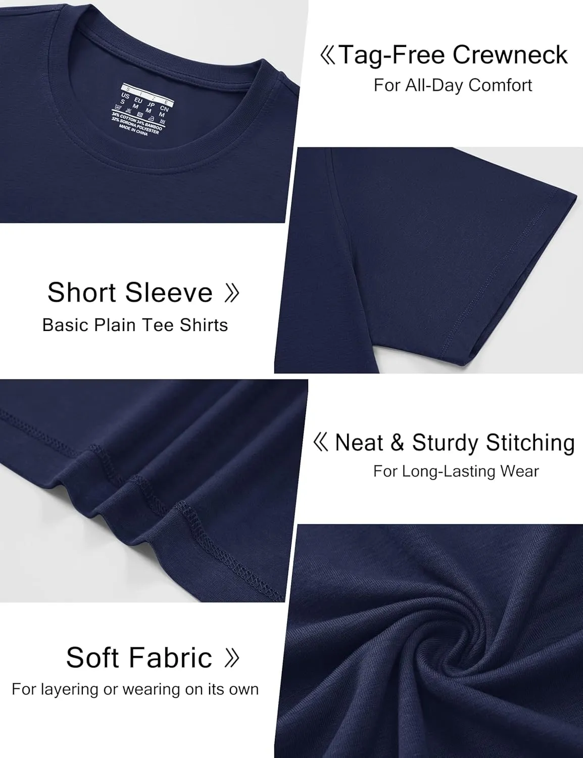 Cotrasen Mens T-Shirts Short Sleeve Cotton UPF 50  Lightweight Moisture Wicking Cooling Casual Crew Neck Basic Tee Shirts