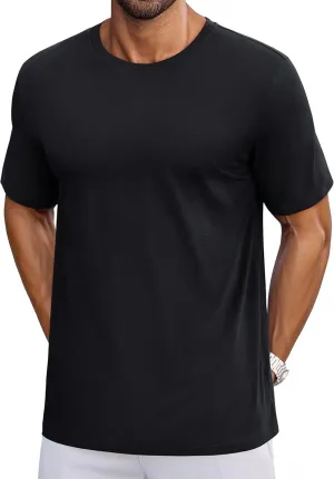 Cotrasen Mens T-Shirts Short Sleeve Cotton UPF 50  Lightweight Moisture Wicking Cooling Casual Crew Neck Basic Tee Shirts