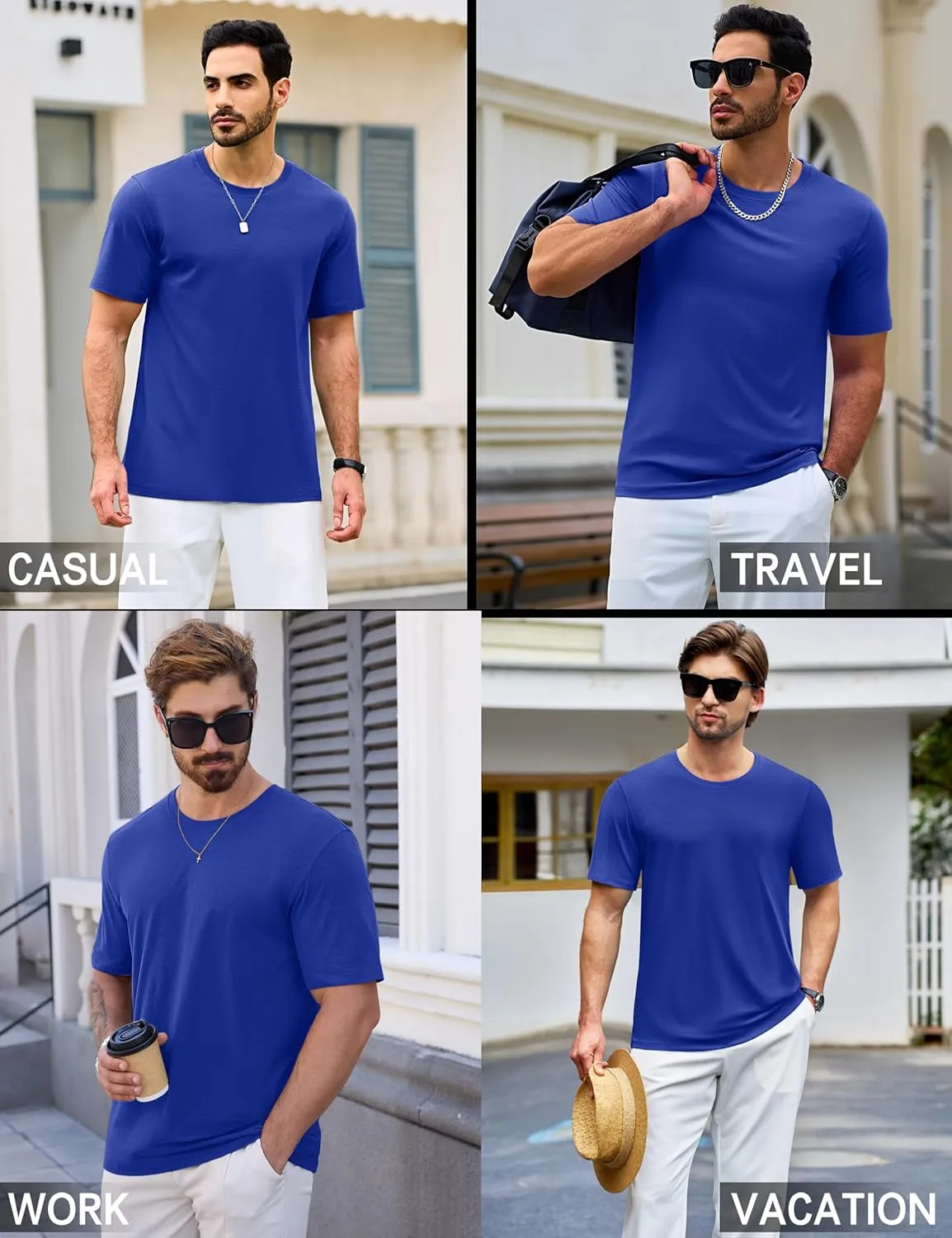 Cotrasen Mens T-Shirts Short Sleeve Cotton UPF 50  Lightweight Moisture Wicking Cooling Casual Crew Neck Basic Tee Shirts