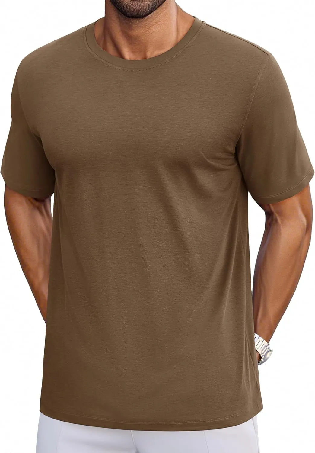 Cotrasen Mens T-Shirts Short Sleeve Cotton UPF 50  Lightweight Moisture Wicking Cooling Casual Crew Neck Basic Tee Shirts