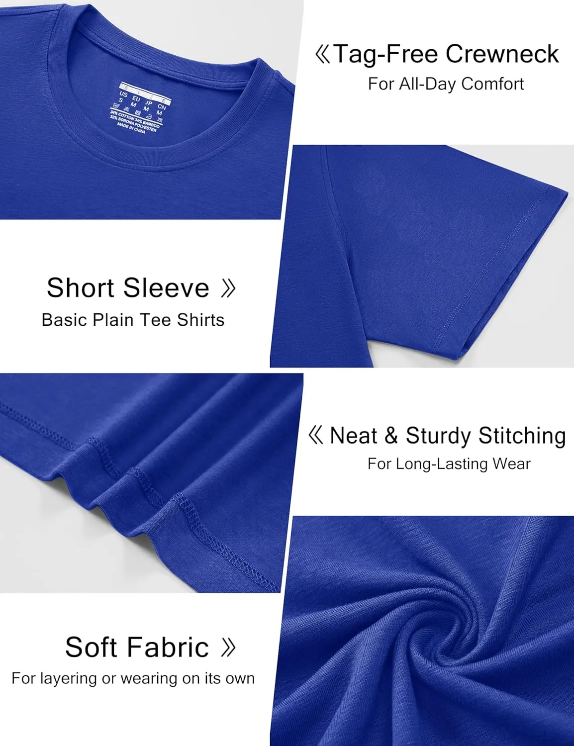 Cotrasen Mens T-Shirts Short Sleeve Cotton UPF 50  Lightweight Moisture Wicking Cooling Casual Crew Neck Basic Tee Shirts