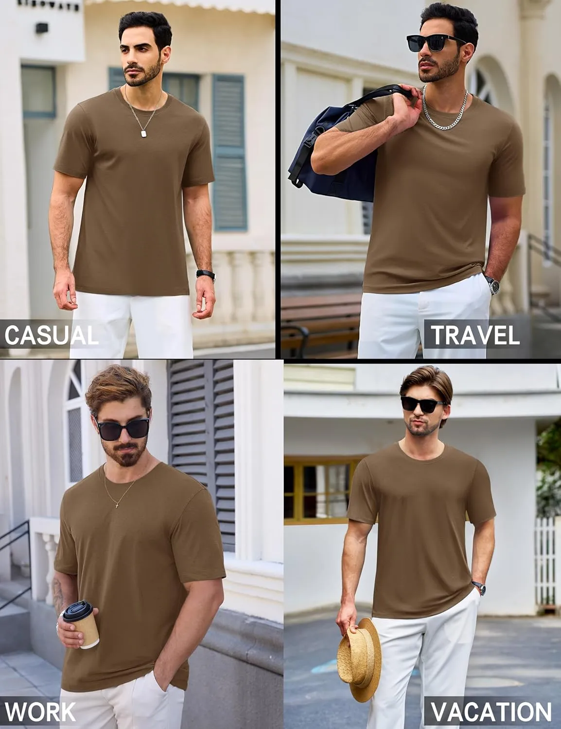 Cotrasen Mens T-Shirts Short Sleeve Cotton UPF 50  Lightweight Moisture Wicking Cooling Casual Crew Neck Basic Tee Shirts