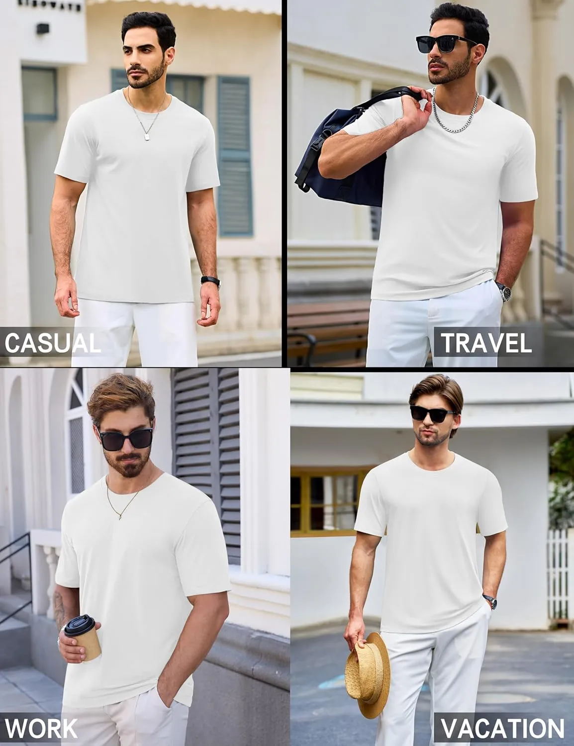 Cotrasen Mens T-Shirts Short Sleeve Cotton UPF 50  Lightweight Moisture Wicking Cooling Casual Crew Neck Basic Tee Shirts