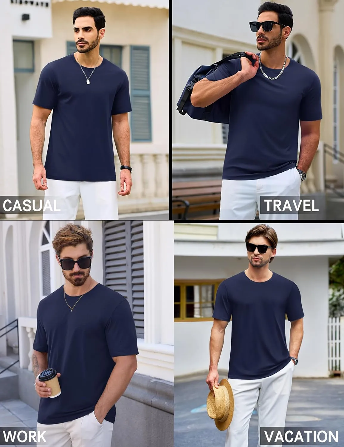 Cotrasen Mens T-Shirts Short Sleeve Cotton UPF 50  Lightweight Moisture Wicking Cooling Casual Crew Neck Basic Tee Shirts