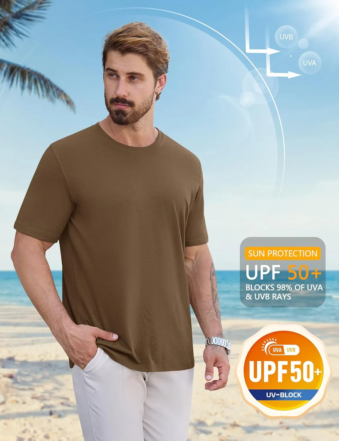 Cotrasen Mens T-Shirts Short Sleeve Cotton UPF 50  Lightweight Moisture Wicking Cooling Casual Crew Neck Basic Tee Shirts