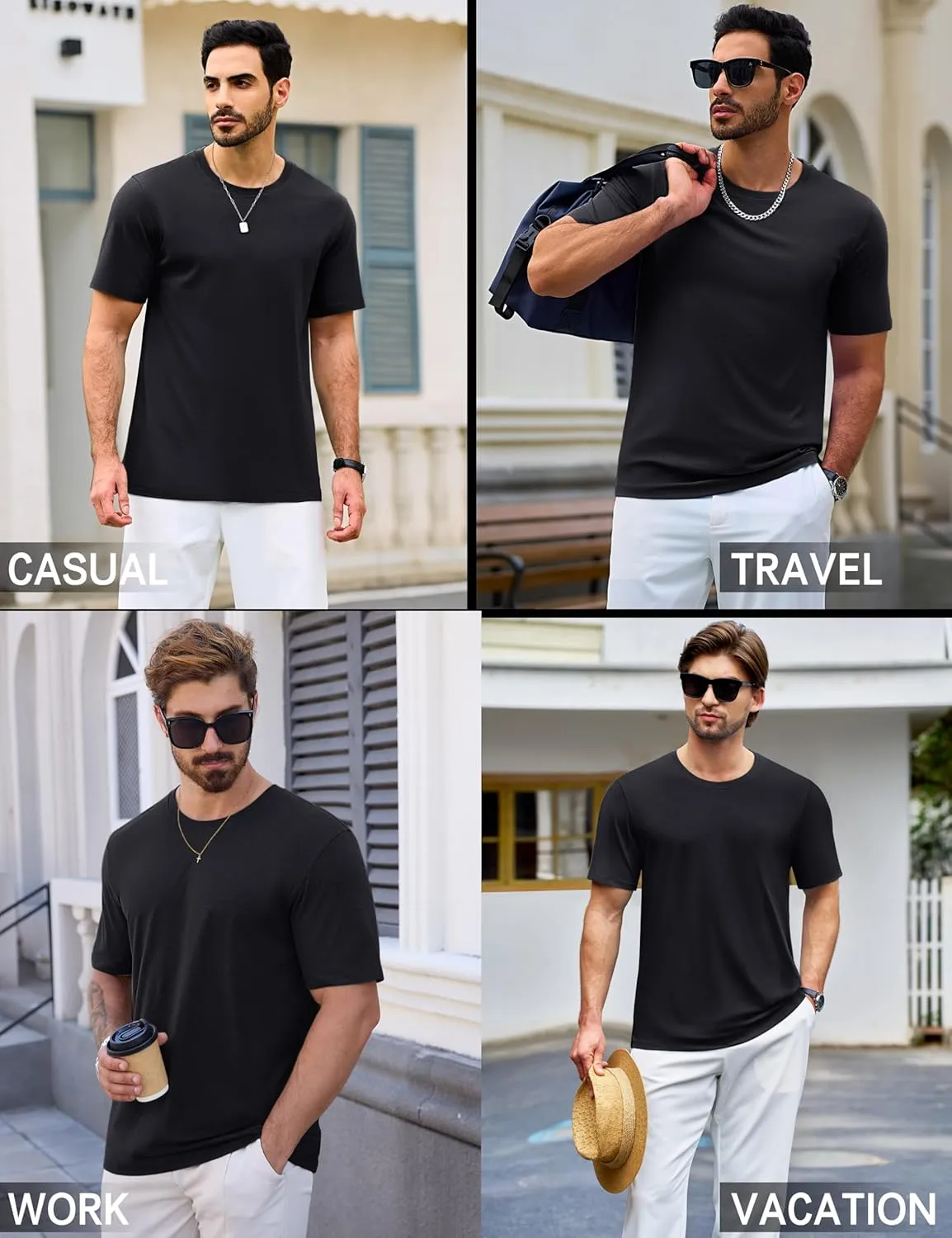Cotrasen Mens T-Shirts Short Sleeve Cotton UPF 50  Lightweight Moisture Wicking Cooling Casual Crew Neck Basic Tee Shirts
