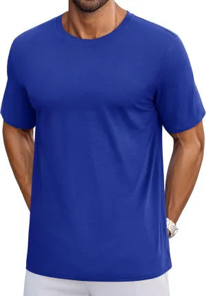Cotrasen Mens T-Shirts Short Sleeve Cotton UPF 50  Lightweight Moisture Wicking Cooling Casual Crew Neck Basic Tee Shirts