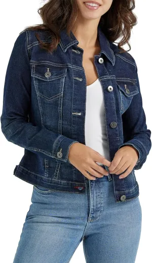Cropped Denim Jacket for Women Long Sleeve Basic Button Down Crop Jean Shacket Trendy Trucker Short Coat with Pockets