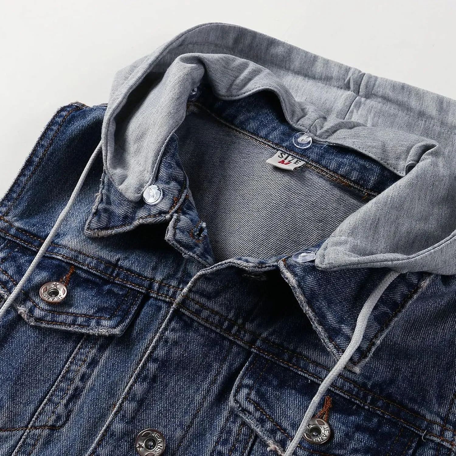 Cropped Jean Jacket for Women Denim Vest Distressed Sleeveless Denim Vest with Detachable Hoodie Waistcoat with Pocket