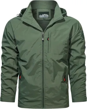 Cycling Raincoats Mens Skiing Jackets Casual Stand Collar Jackets Mountain Windbreaker Hooded Coat Work Coats