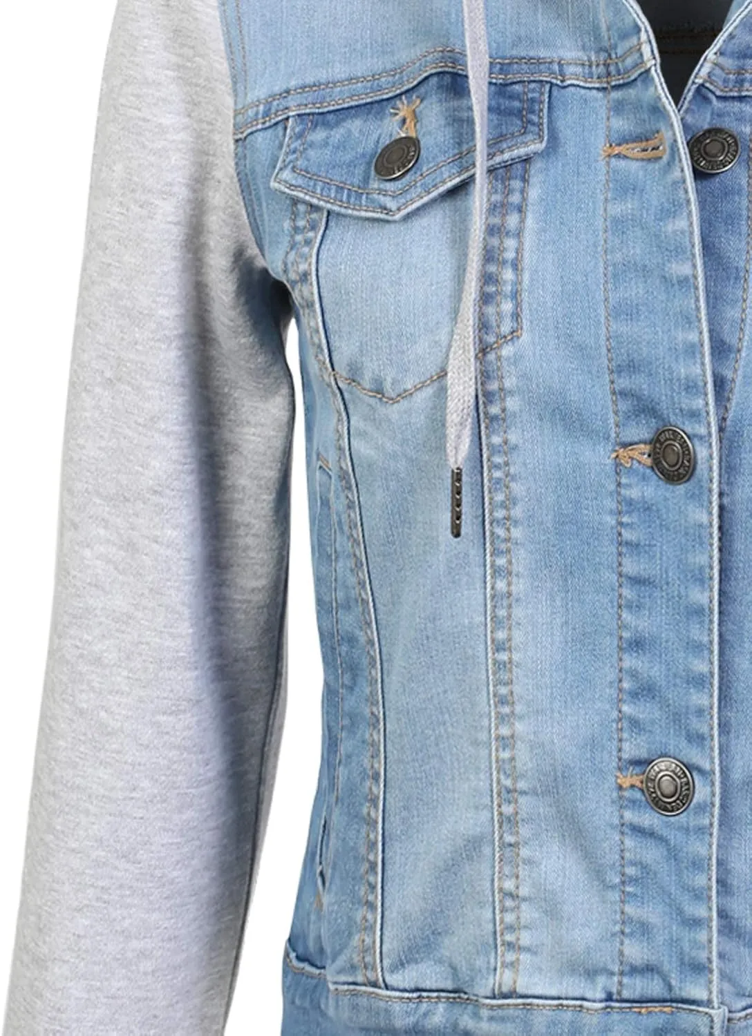 Design by Olivia Women's Classic Casual Hooded Denim Jacket