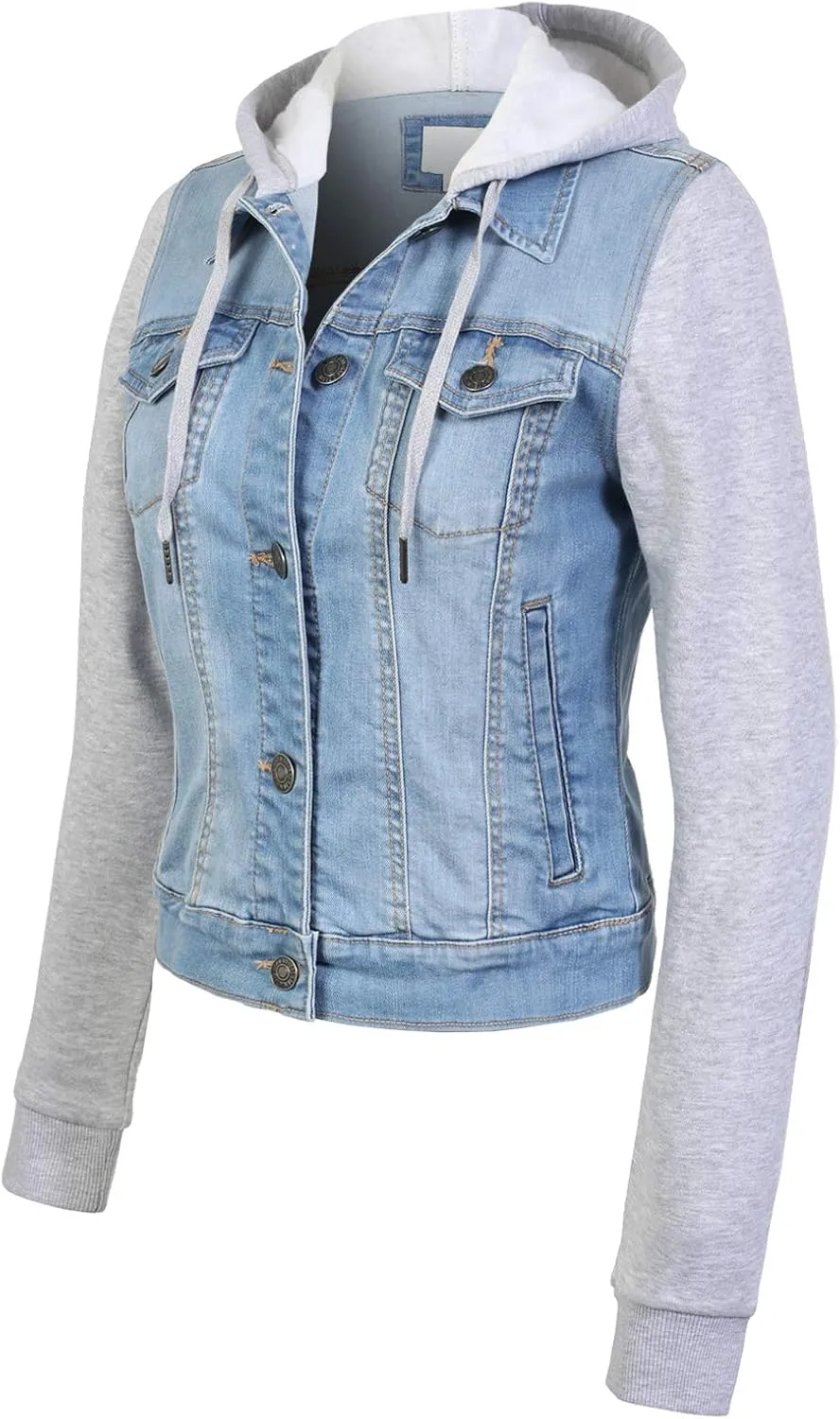 Design by Olivia Women's Classic Casual Hooded Denim Jacket