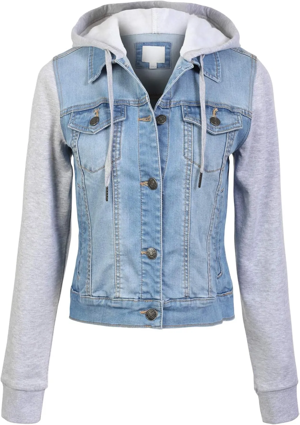Design by Olivia Women's Classic Casual Hooded Denim Jacket