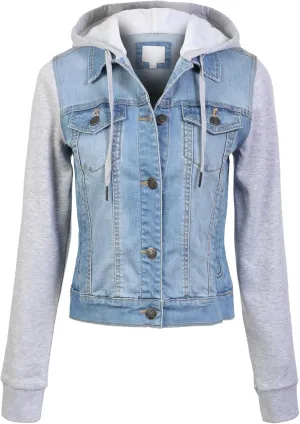 Design by Olivia Women's Classic Casual Hooded Denim Jacket