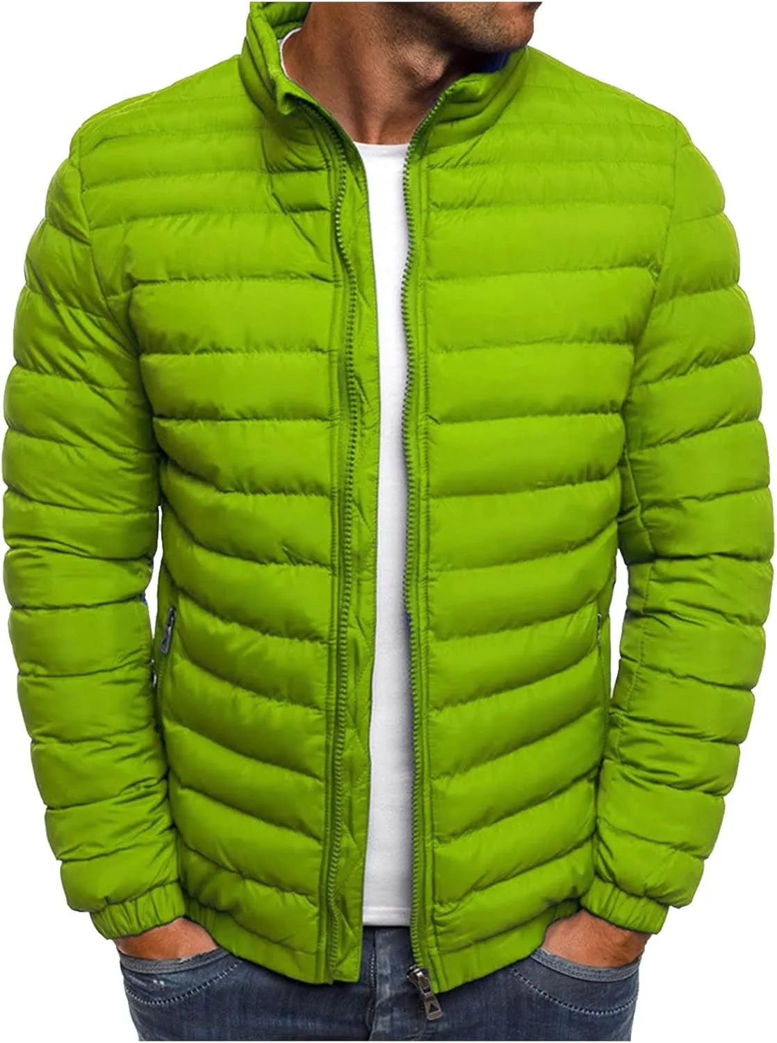 Down Jacket Men, Men's Down Jackets & Parkas Fashion Solid Color Warm Fleece Warm Outdoor Full Zipper Casual Jacket