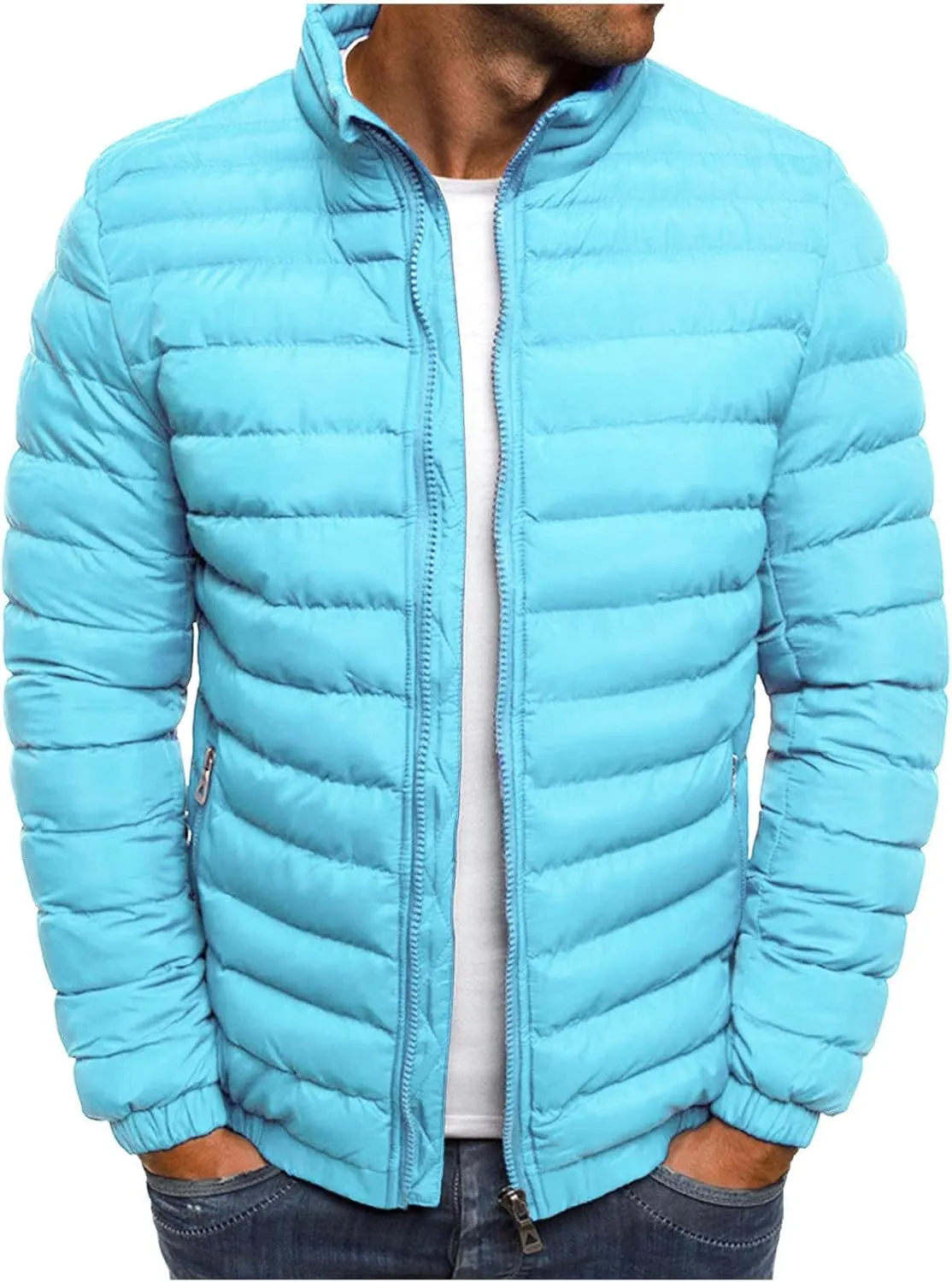 Down Jacket Men, Men's Down Jackets & Parkas Fashion Solid Color Warm Fleece Warm Outdoor Full Zipper Casual Jacket