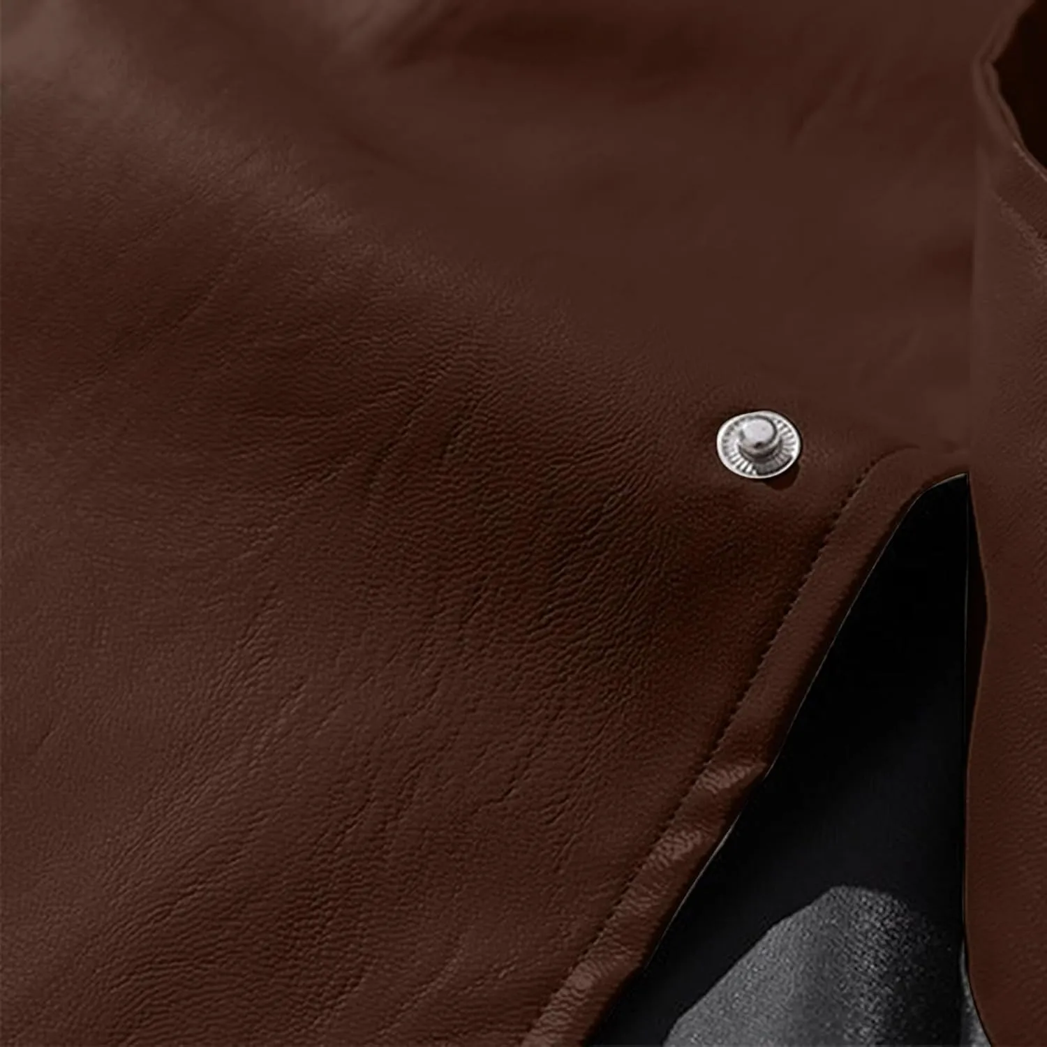 Faux Leather Jacket Mens Biker Jacket Slim Fit Lapel Collar PU Motorcycle Jacket Lightweight Bomber Jackets for Men