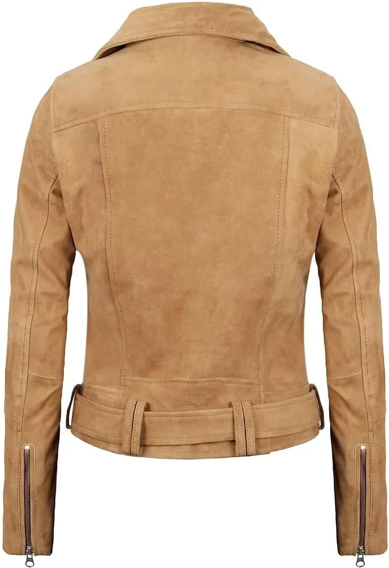fjackets Real Leather Jacket Women - Premium Lambskin Moto Style Leather Jacket For Womens