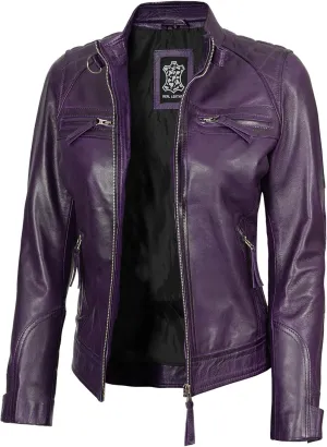 fjackets Real Leather Jacket Women - Premium Lambskin Moto Style Leather Jacket For Womens