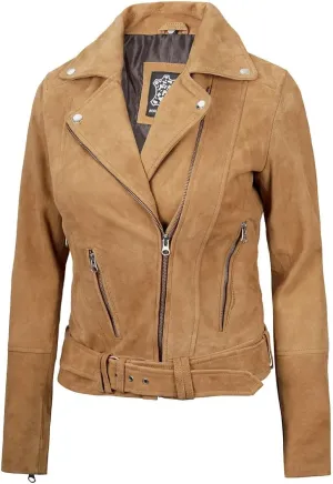 fjackets Real Leather Jacket Women - Premium Lambskin Moto Style Leather Jacket For Womens