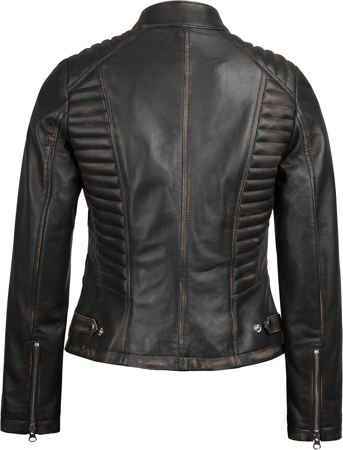 fjackets Real Leather Jacket Women - Premium Lambskin Moto Style Leather Jacket For Womens