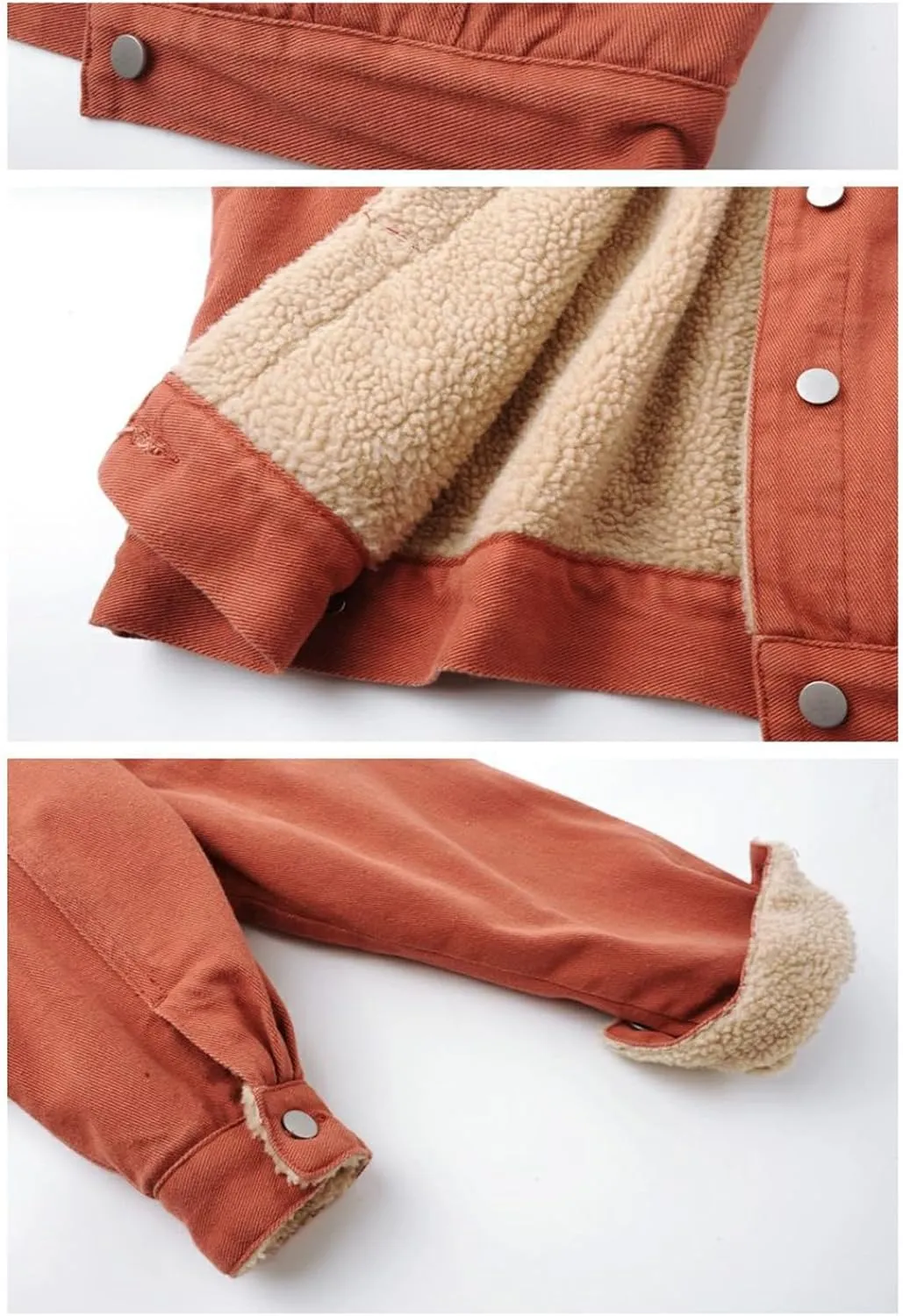 Fleece Denim Jackets for Women Winter Warm Sherpa Lined Jean Coat Tops Casual Long Sleeve Thicken Plush Jacket