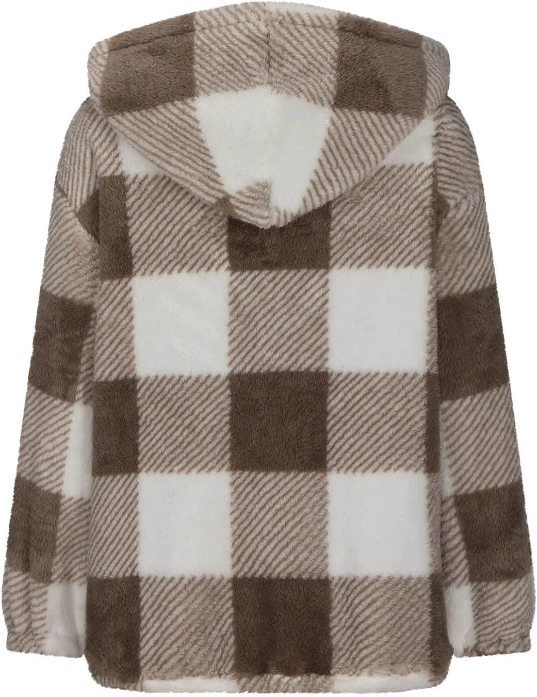 Fleece Hoodies for Men Plaid Color Block Long Sleeve Hooded Jacket Casual Full Zip Up Sweatshirts Winter Sherpa Coat