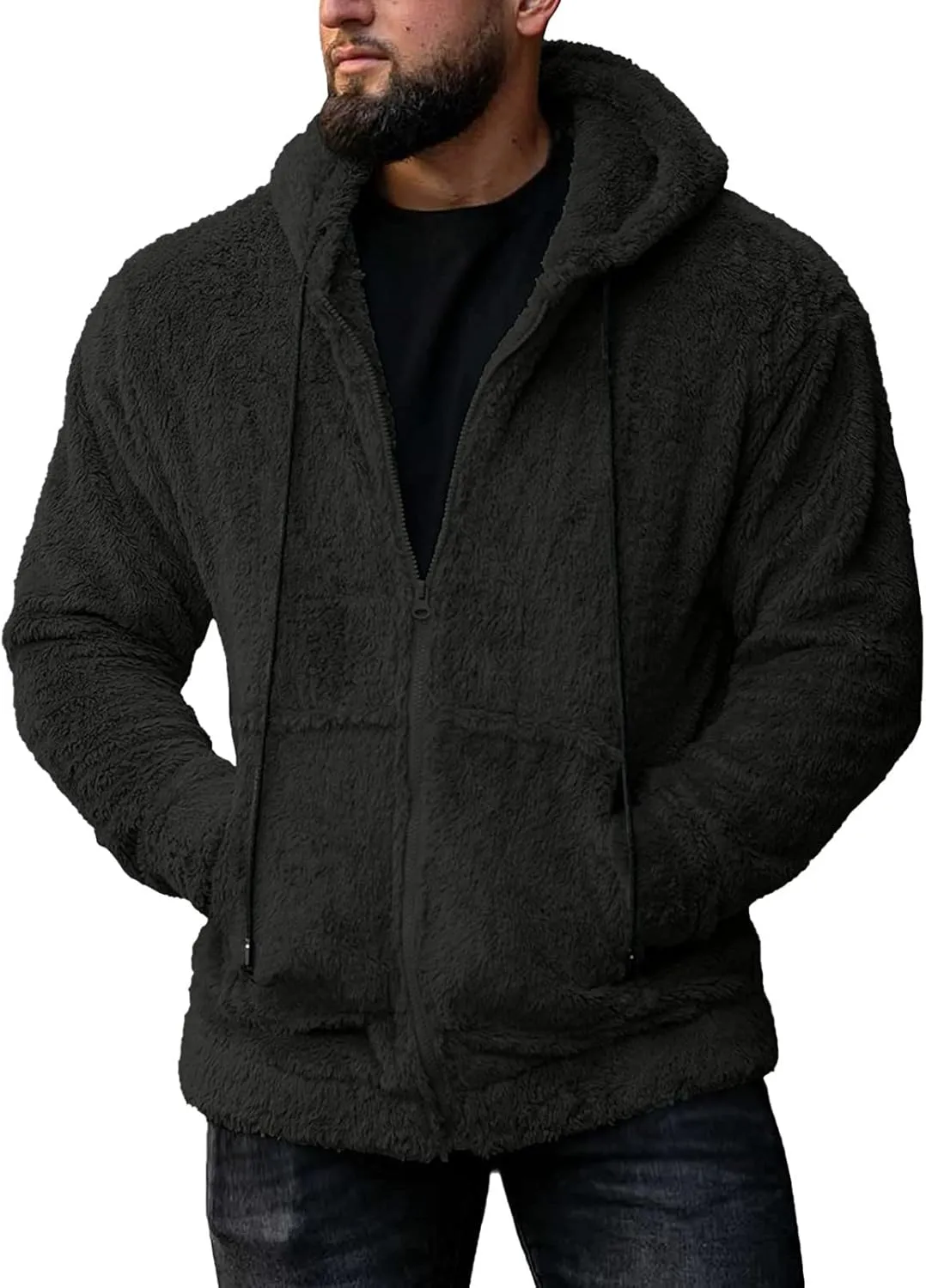 Fleece Jacket Men, Men's Outdoor Casual Fleece Sherpa Lined Button Down Shirt Jacket Heavyweight Jacket Coats