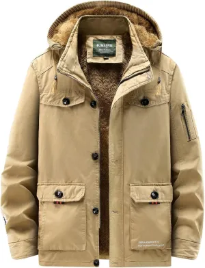 Fleece Jacket Men Winter Warm Plush Lined Sherpa Coats Casual Long Sleeve Hoodies With Pocket Solid Color Zip Outwear